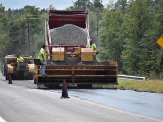 Photo of GDOT work crew resurfacing a roadway