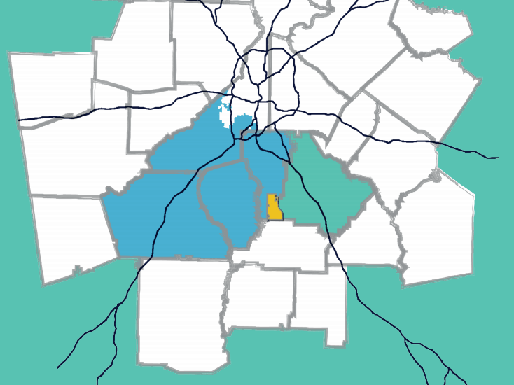 Map of metro Atlanta showing the location of the Henry County Megasite