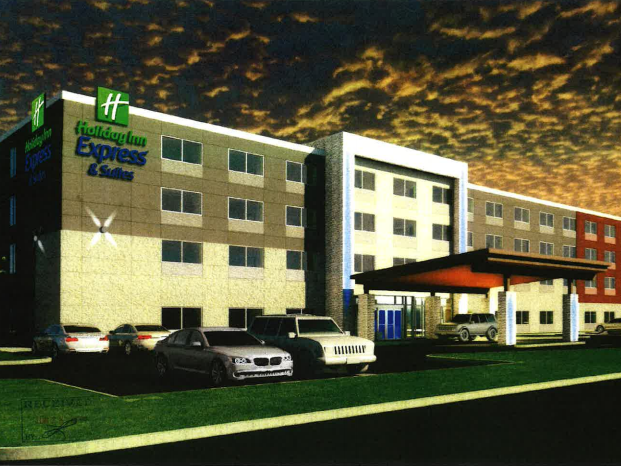 Proposed front elevation for new Holiday Inn Express on Country Club Drive (YM Hospitality photo)