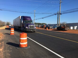 Photo of tractor trailer on state route 155 in Luella (Georgia DOT photo)