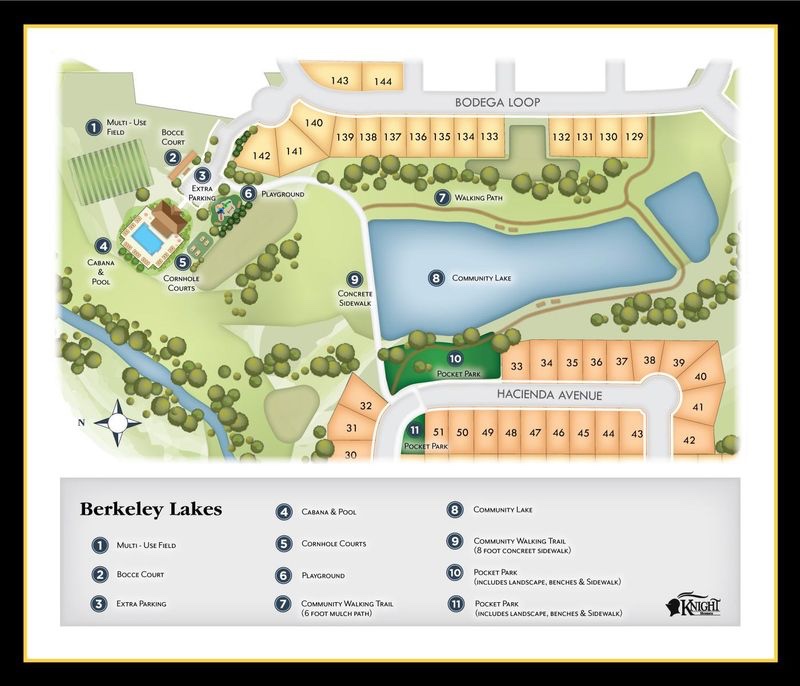 Map of community amenities at Berkeley Lakes subdivision (Knight Homes photo)