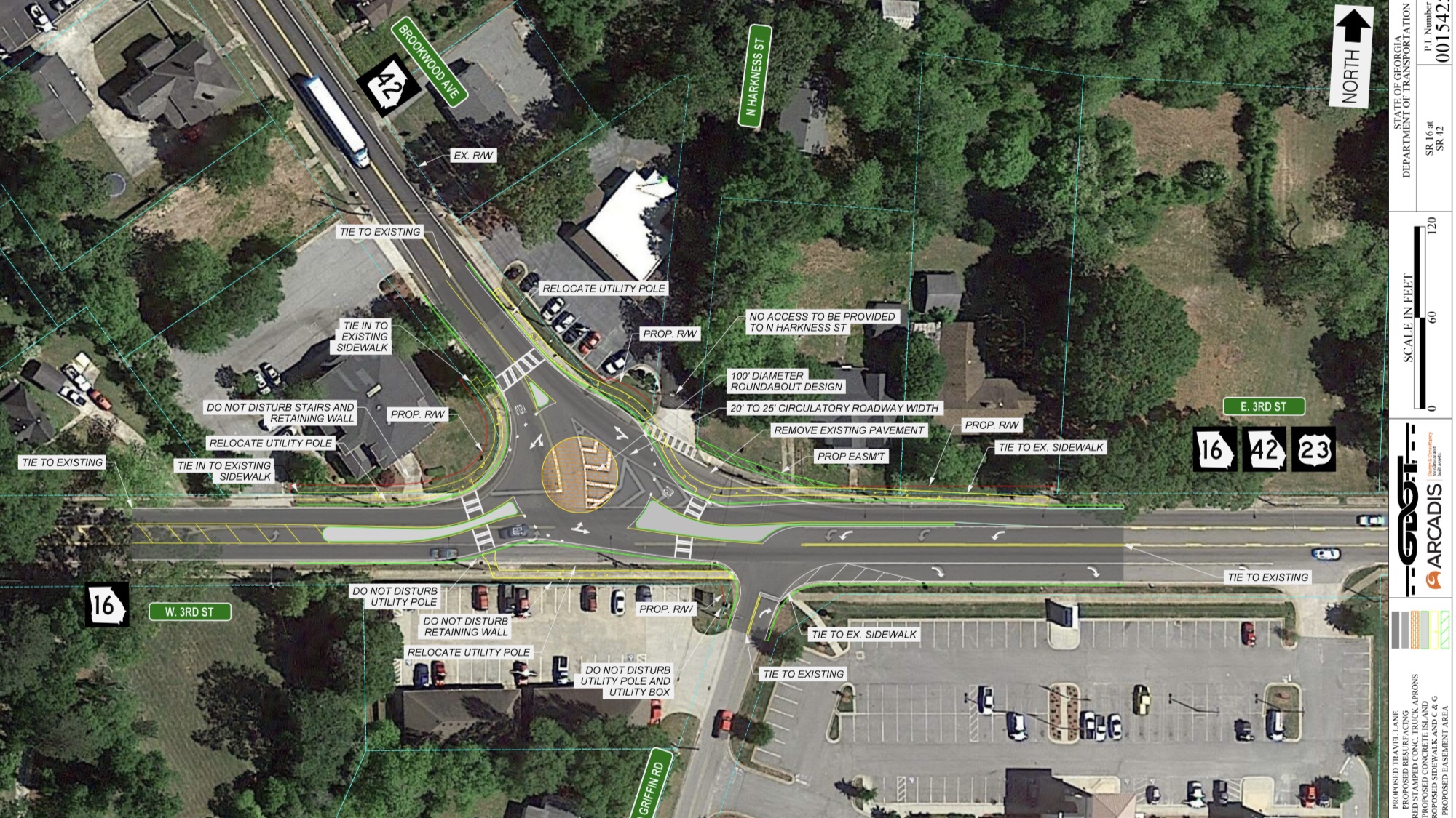 Concept layout for SR 42 roundabout at SR 16 W in Jackson (Georgia DOT photo)