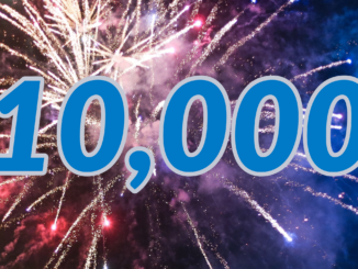 Photo displaying the number 10,000 in front of fireworks
