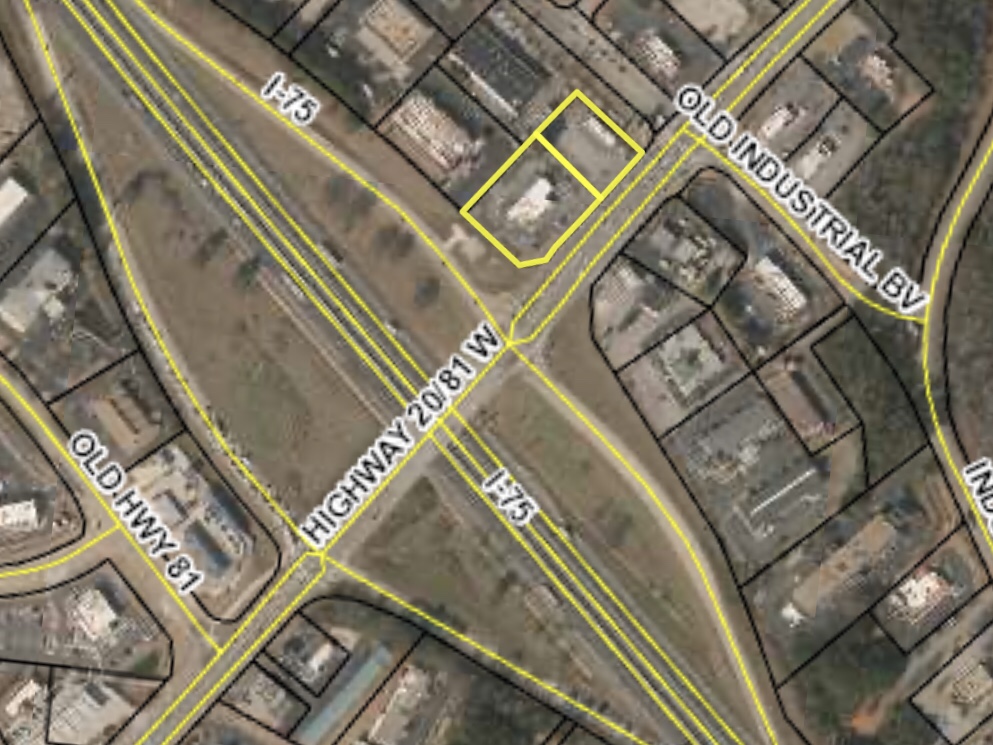 Property map showing the proposed location for a new QuikTrip on state route 20 in McDonough (Henry County qPublic photo)