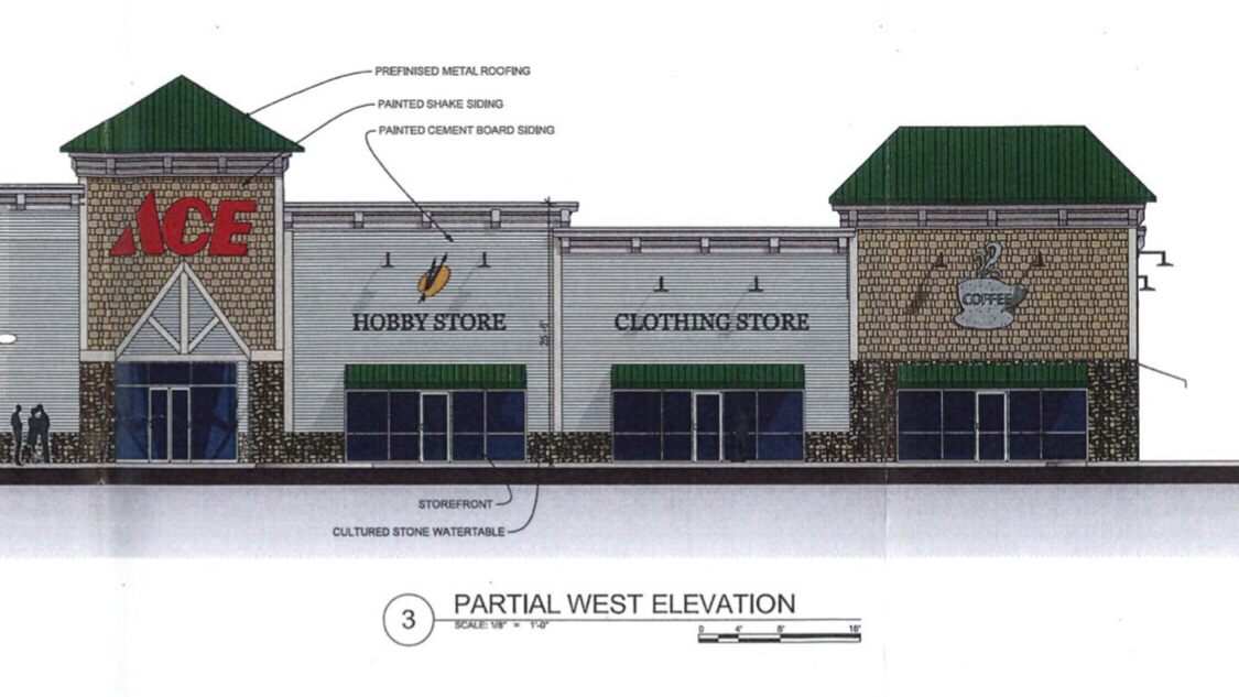 Ace Hardware front elevation (Stroud and Company photo)