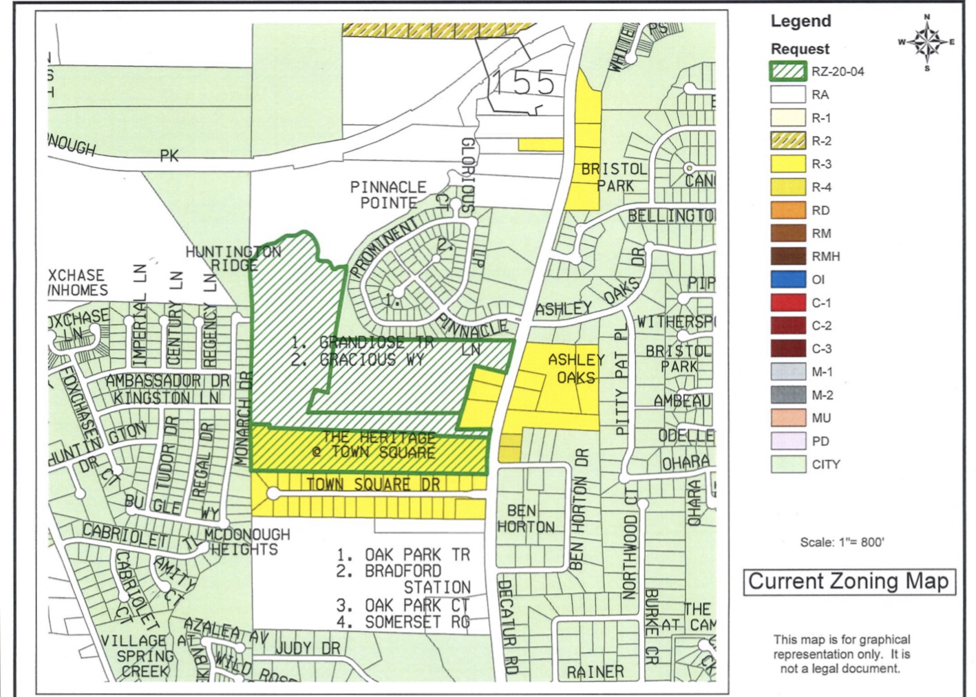 Current zoning map for SR 155 proposed RS development (Henry County photo)