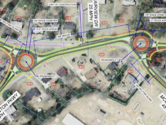 Concept layout of dual roundabouts on state route 20 (Georgia DOT photo)