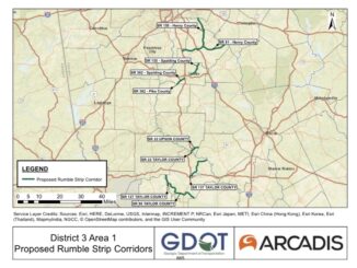 Map of rumble strips to be installed in 2020 (Georgia DOT photo)