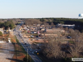 Aerial photo looking east at SR 81 and Heritage Park (staff photo)