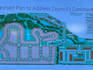 Photo of Symphony Park concept plan in March 2021 (staff photo)