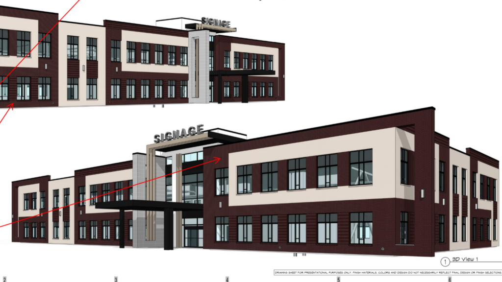 3-D building rendering for Jodeco Med One (Lyman Davidson Dooley, Inc. photo)