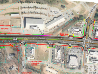 Concept layout for state route 81 widening project near Lake Dow Road. Photo shows a future four-lane roadway with a divided center median. (Georgia DOT photo)
