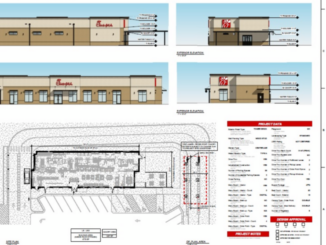 Photo shows building elevations plans for Chick-fil-A in Locust Grove (Chick-fil-A photos)
