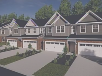 Front elevation for Foster Drive townhomes (Moore Bass Consulting photo).