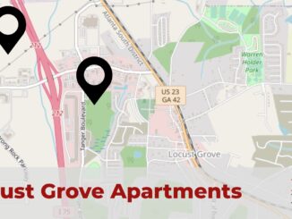 Map showing the location of two proposed apartment developments in Locust Grove dated July 2022 (Clayton Carte graphic).