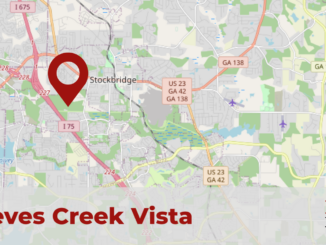Area map showing the location of Reeves Creek Vista off Flippen Road in Stockbridge (OpenStreetMap photo).
