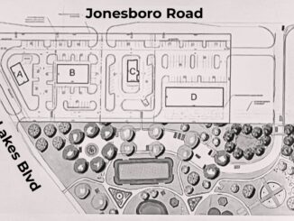 Concept site plan for Jonesboro Road drive-thru restaurants and retail space (Albireo Real Estate Investments LLC photo).