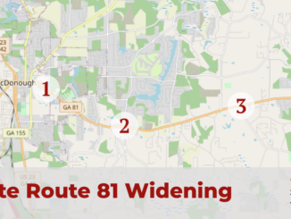 Map showing phases I & II of the state route 81 widening projects (OpenStreetMap photo).