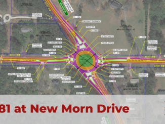 Photo showing the concept layout for the SR 81 at New Morn Drive roundabout (Georgia DOT photo).