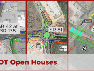 Excerpts showing portions of the concept layouts for three major road projects: widening state routes 42, 81 and 155 (Georgia DOT photos).