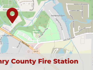 Map showing the location of a future Henry County fire station on Florence McGarity Blvd in McDonough (OpenStreetMap photo).