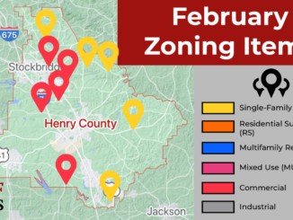 Map showing February 2023 zoning items (staff photo).