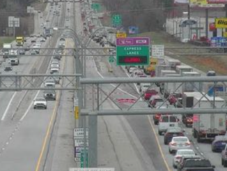 State DOT camera showing congestion on I-75 North at State Route 155 in McDonough.