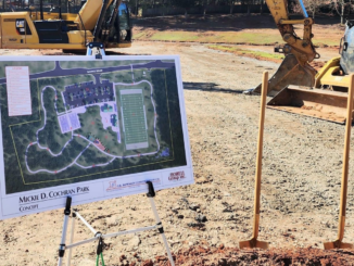 Photo showing renovation plans and construction equipment for Mickie D. Cochran Park Renovations in district 4 (Henry County photo).