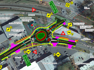 Concept layout showing the proposed roundabout at state route 16 and state route 42 east of downtown Jackson (Georgia DOT photo).