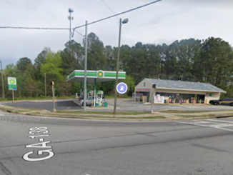 Photo shows a Streetview image of the BP gas station at state routes 138 and 155 in Woodland (Google photo).