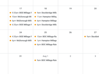 Photo shows a calendar with millage rate hearings for Henry County and cities (special photo).