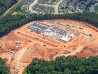 Aerial photo of Birch Creek Elementary construction progress as of July 2023 (MEJA Construction photo).