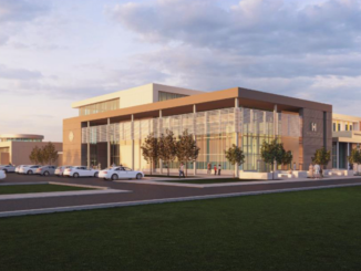 Photo shows an exterior rendering of the STEM High School (Henry County Schools photo).