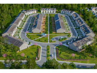Rendering shows the proposed Racetrack Road townhomes (PLG LLC photo).