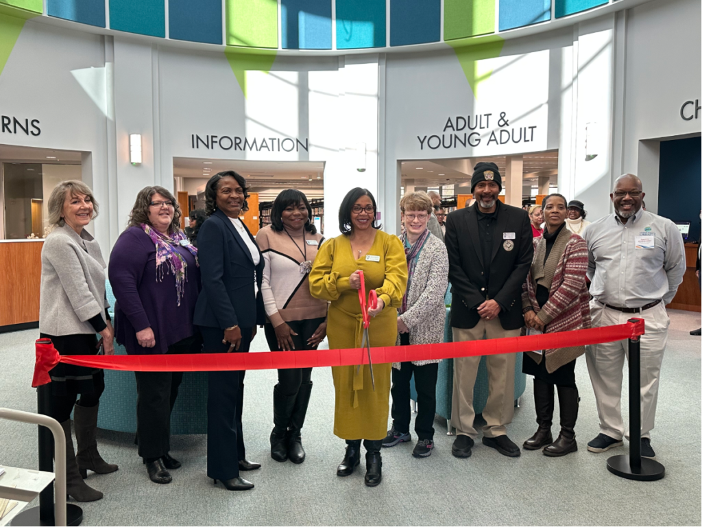 Members of the Henry County Library Board at the McDonough Library renovations ribbon-cutting, January 9, 2025 (Clayton Carte photo).