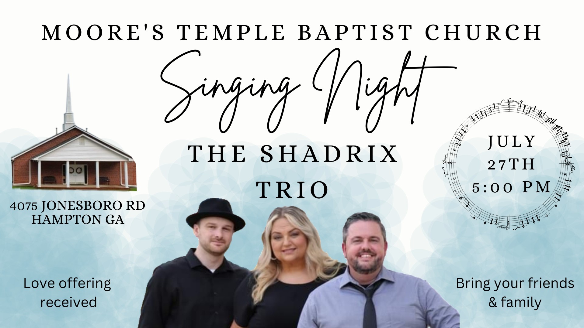 July Singing with The Shadrix Trio