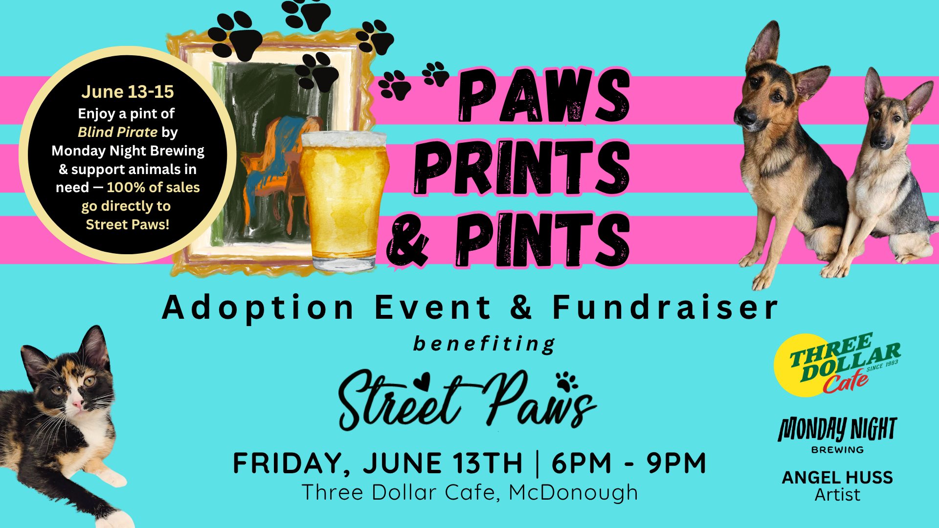 Paws, Prints & Pints – Adoption Event & Fundraiser