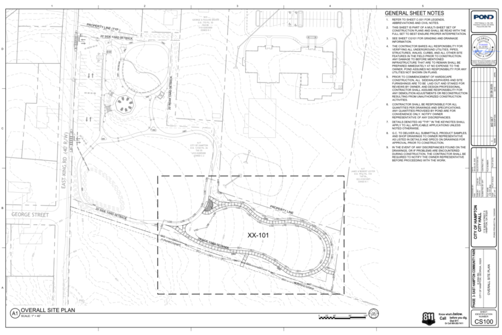 Image shows construction site plan for East Hampton Community Park Phase III (Hampton photo).