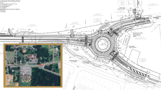 Construction plan shows a new roundabout at McDonough Street and Hampton-Locust Grove Road in Hampton (city document).
