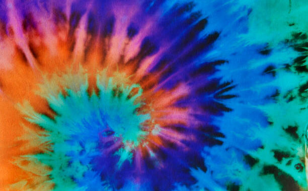 Subject: A colorful tie dye fabric with spiral circle pattern.