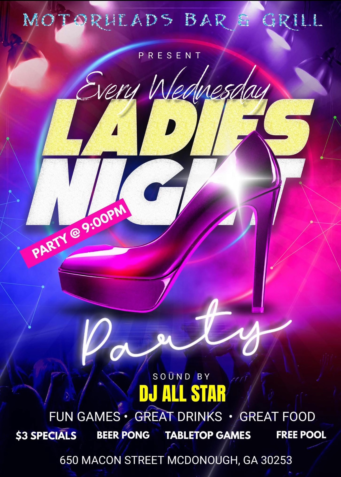 Ladies night, Service Industry Night and Game Night