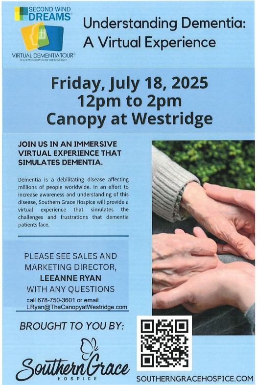 Virtual Dementia Tour presented by Southern Grace Hospice at The Canopy at Westridge
